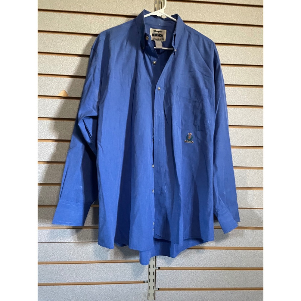 Wrangler Riata Menswear Blue Long Sleeve Button Down Shirt Large L